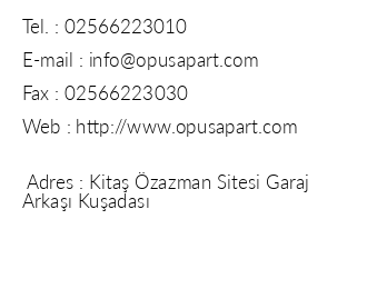 Opus Apart Hotel iletiim bilgileri